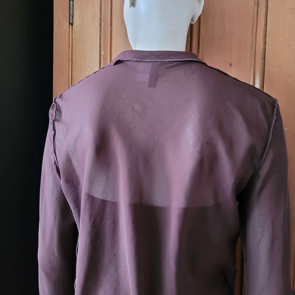 Sheer Tie-Front Blouse For Layering Chocolate Brown Medium Fairy Grunge H&M - Picture 7 of 11